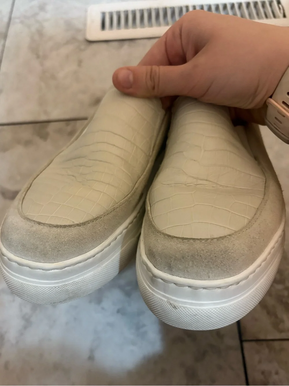 M. Gemi The Zeta Crocodile Print Suede Sneakers